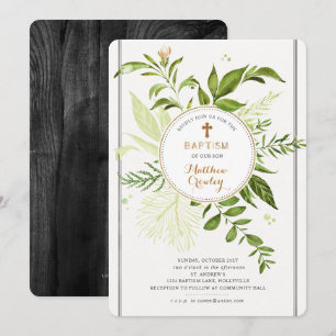 Convite para Batismo em Círculo Dourado Verde