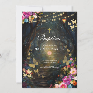 Convite para Batismo Floral de Floresta Magna