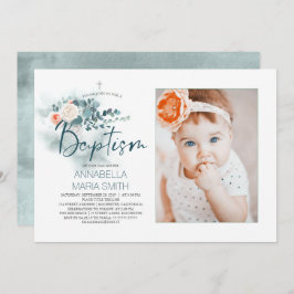 Convite para Batismo Fotográfico de Script Elegant