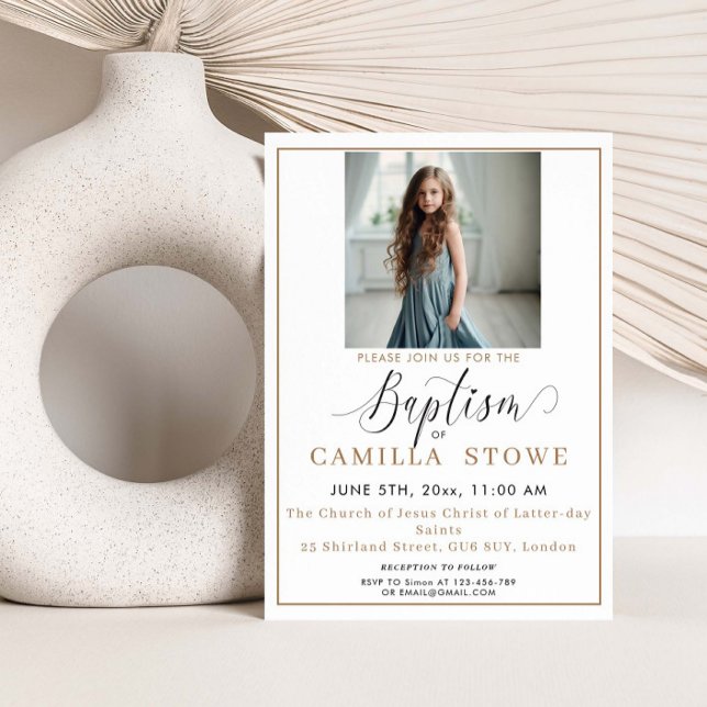 Convite para Batismo LDS de Fotografia Minimalista (Criador carregado)