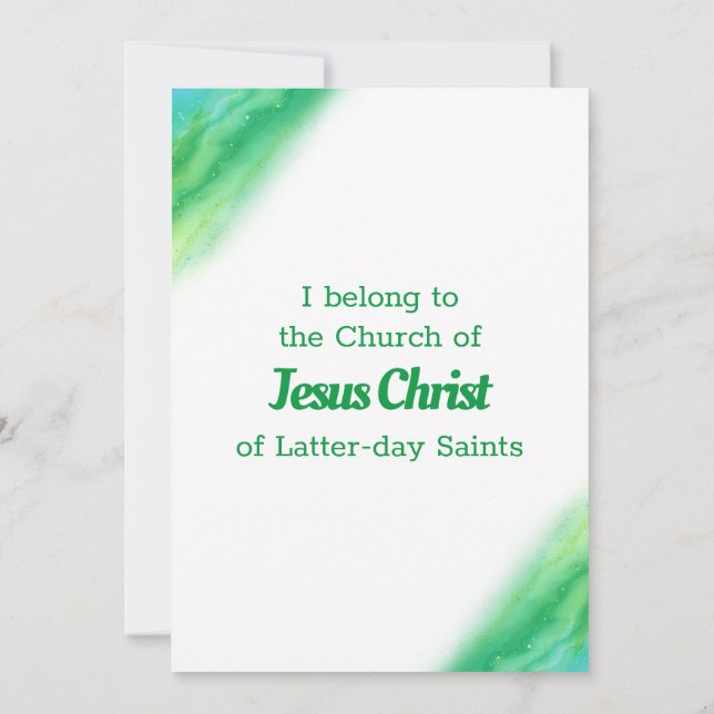 Convite para Batismo LDS Verde e Azul (Verso)