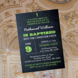 Convite para Batismo Verde Chalkboard