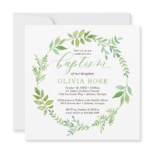 Convite para Batismo Verde por Wreath, BOHO