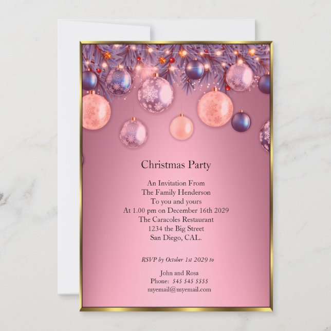 Convite para bausolas cor-de-rosa (Frente)