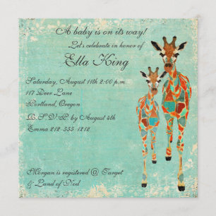 Convite Para Bebê Amber Azure Girafas