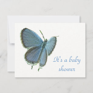 Convite Para Bebê De Borboleta Azul De Ala Orient