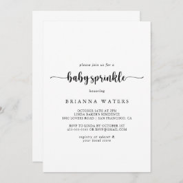 Convite para bebê de caligrafia minimalista