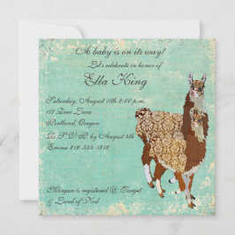 Convite para Bebê de Lhamas de Bronze