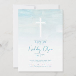 Convite para bebê do Pastel Blue Watercolor