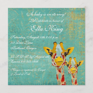 Convite Para Bebê Dourado Com Girafas