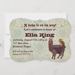 Convite Para Bebê Floral Da Violet Llama & Owl