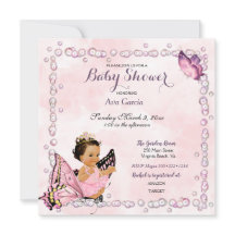 Convite para Bebê Menina Princesa Borboleta