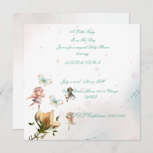 Convite para bebê para fadas de leite Whimsso Cart (Frente/Verso)