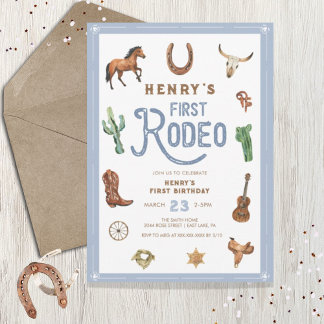 Convite para Bebê Rodeio, Primeiro Aniversário do 