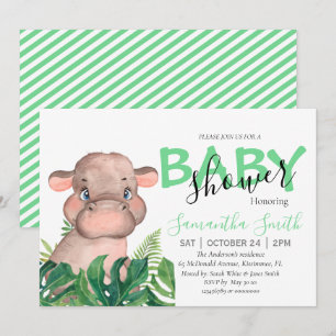 Convite para bebê Safari hippo