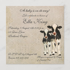 Convite Para Bebês De Vacas De Onyx E Ivory