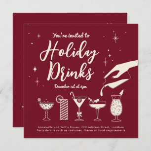 Convite para Bebidas e Cocktails de Natal retrorad