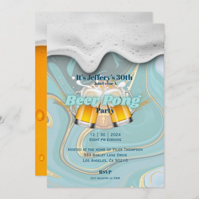 Convite para beer pong (Frente/Verso)