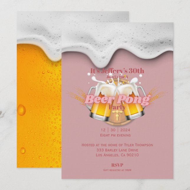 Convite para beer pong (Frente/Verso)