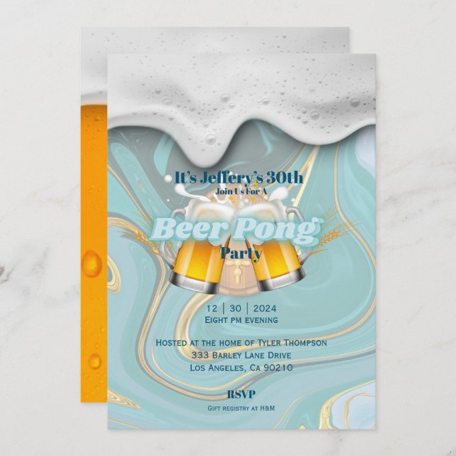 Convite para beer pong (Frente/Verso)