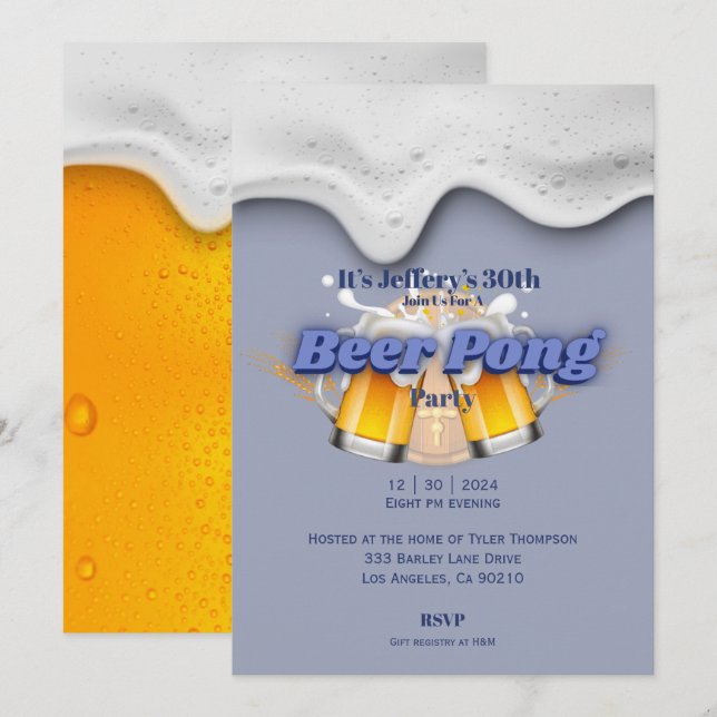 Convite para beer pong (Frente/Verso)
