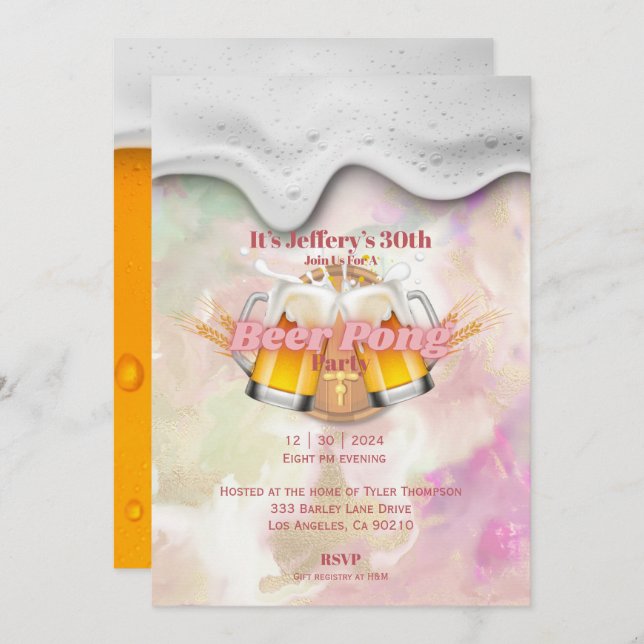 Convite para beer pong (Frente/Verso)