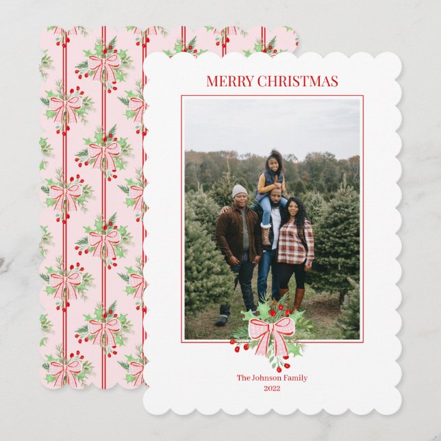 Convite para Berries e Holly de Watercolor de Nata (Frente/Verso)