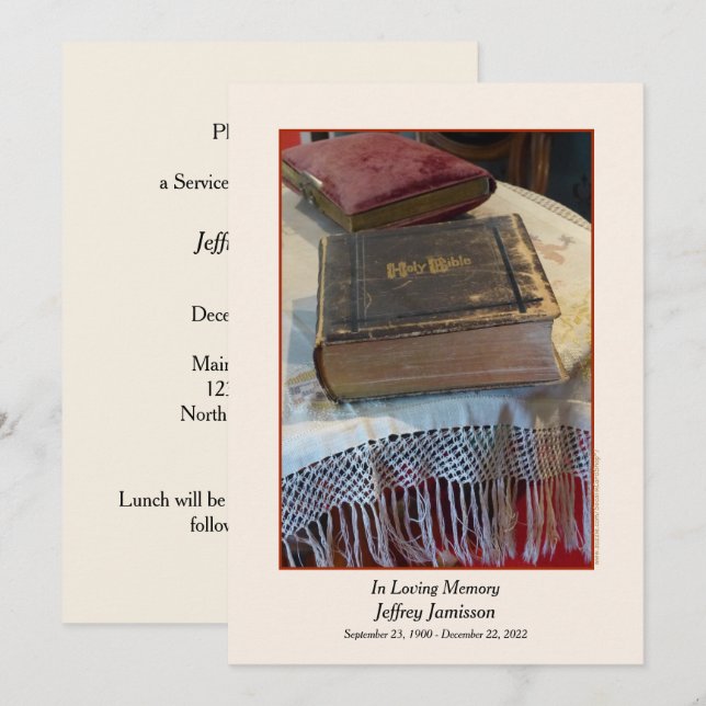 Convite para Bíblia Vintage do Serviço Memorial (Frente/Verso)