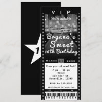 Convite para Bilhete de Festa Preto e Branco com L