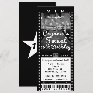 Convite para Bilhete de Festa Preto e Branco com L