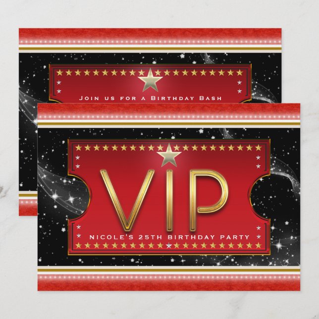 Convite para Bilhete VIP de Black Red Gold & Silve (Frente/Verso)
