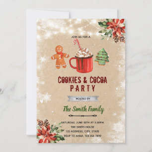 convite para biscoitos de Natal e cacau