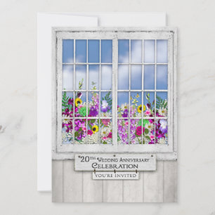 CONVITE para Bodas de 20 anos, Janela Rústica