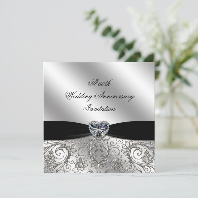 Convite para Bodas de Diamante de 60 Anos (Em pé/Frente)