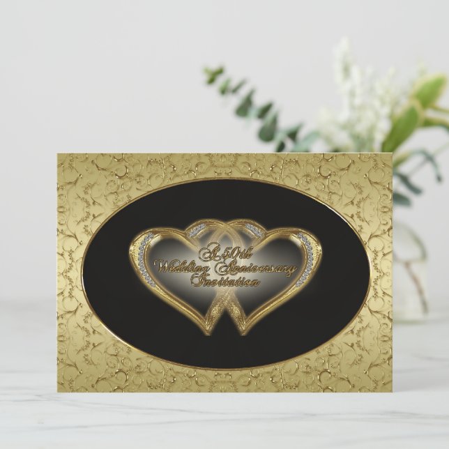 Convite para Bodas de Ouro (50 Anos de Casamento) (Em pé/Frente)