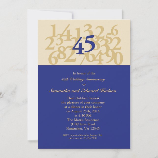 Convite para Bodas de Safira de 45 Anos (Frente)