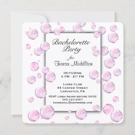 Convite para bolhas cor-de-rosa com festa de solte