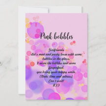 Convite para bolhas cor-de-rosa para download