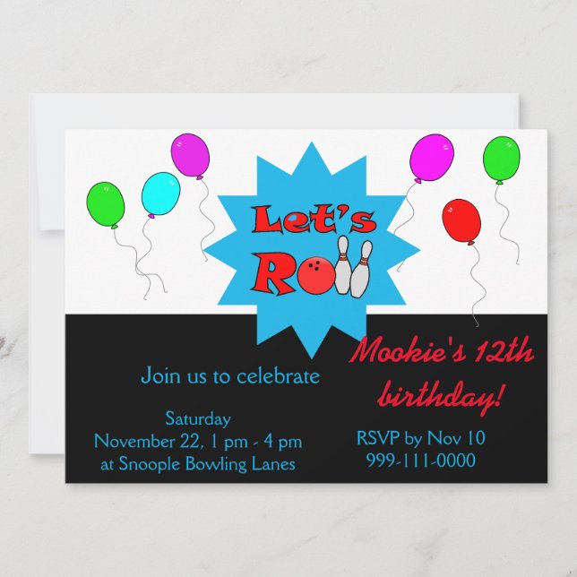 Convite para Boliche personalização - Convite para (Frente)