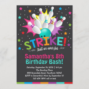 Convite para boliches, convite para aniversário de