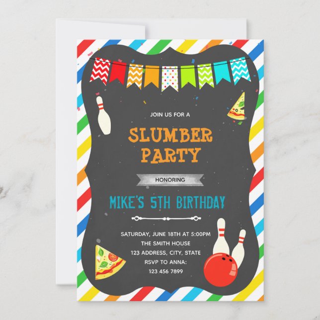 Convite para boliches de pizza (Frente)