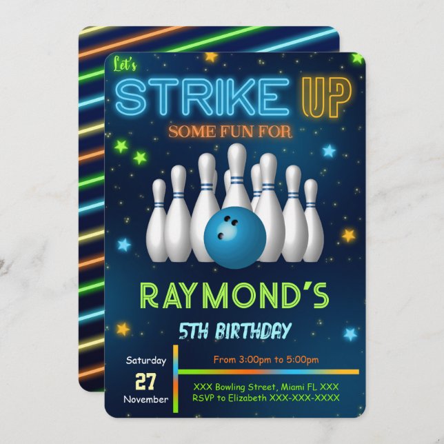 Convite para Boliches Editáveis (Frente/Verso)