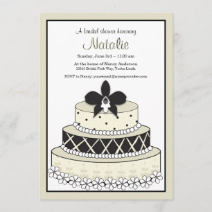 Convite para Bolo Adorável de Casamento Negro e E