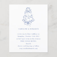 Convite para Bolo de Casamento de Doodle Azul Fran