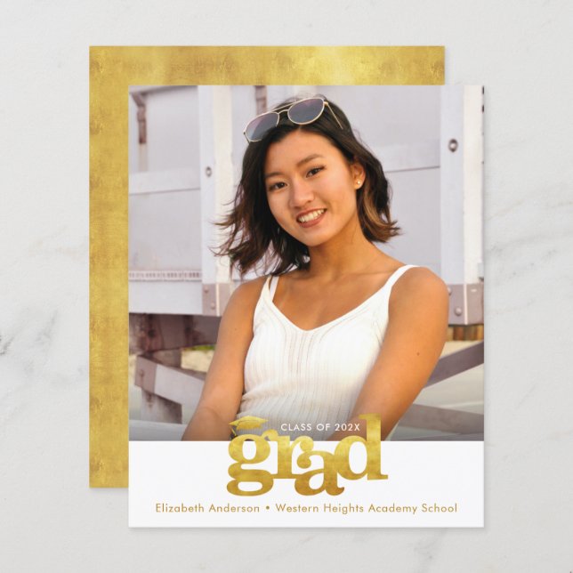 Convite para Boné de Graduação de Fotos de Orçamen (Frente/Verso)