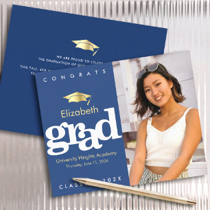 Convite para Boné Dourado para Graduação de Fot