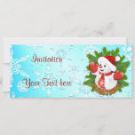 Convite para Bonito Snowman e Crystal Snowflakes<br><div class="desc">Flocos de neve de cristal e fundo de Neve de Bebê Bonito para Férias de Natal</div>