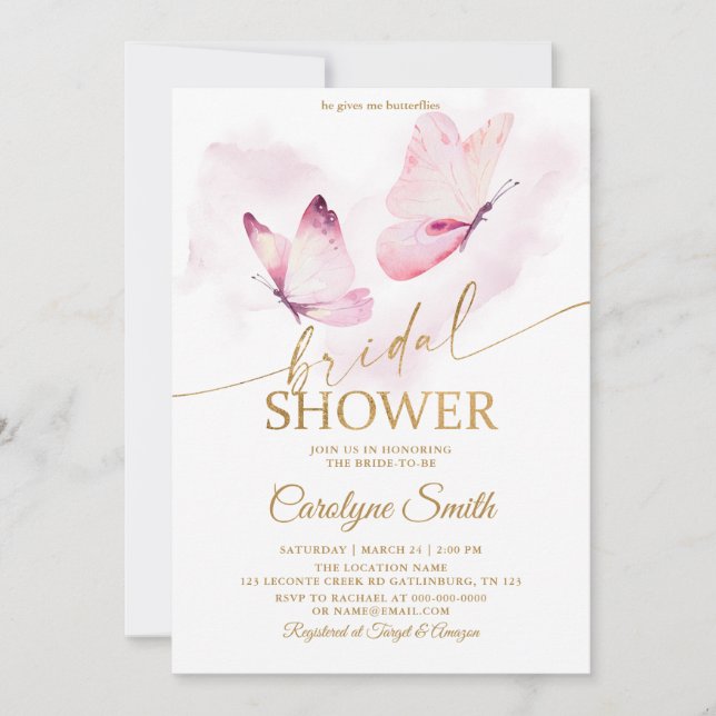 Convite para Borboleta chá de panela (Frente)