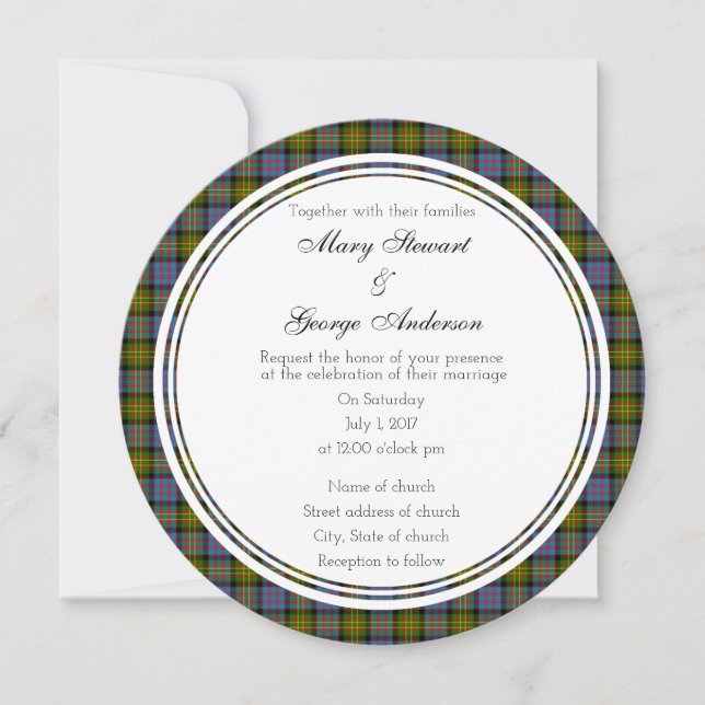 Convite para Bowie Scottish Wedding Round (Frente)