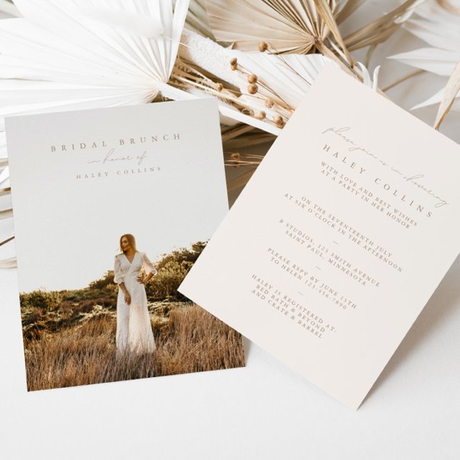 Convite para Bridal de Fotografia do Script Modern (Boho Modern Script Photo Bridal Brunch Invitation)